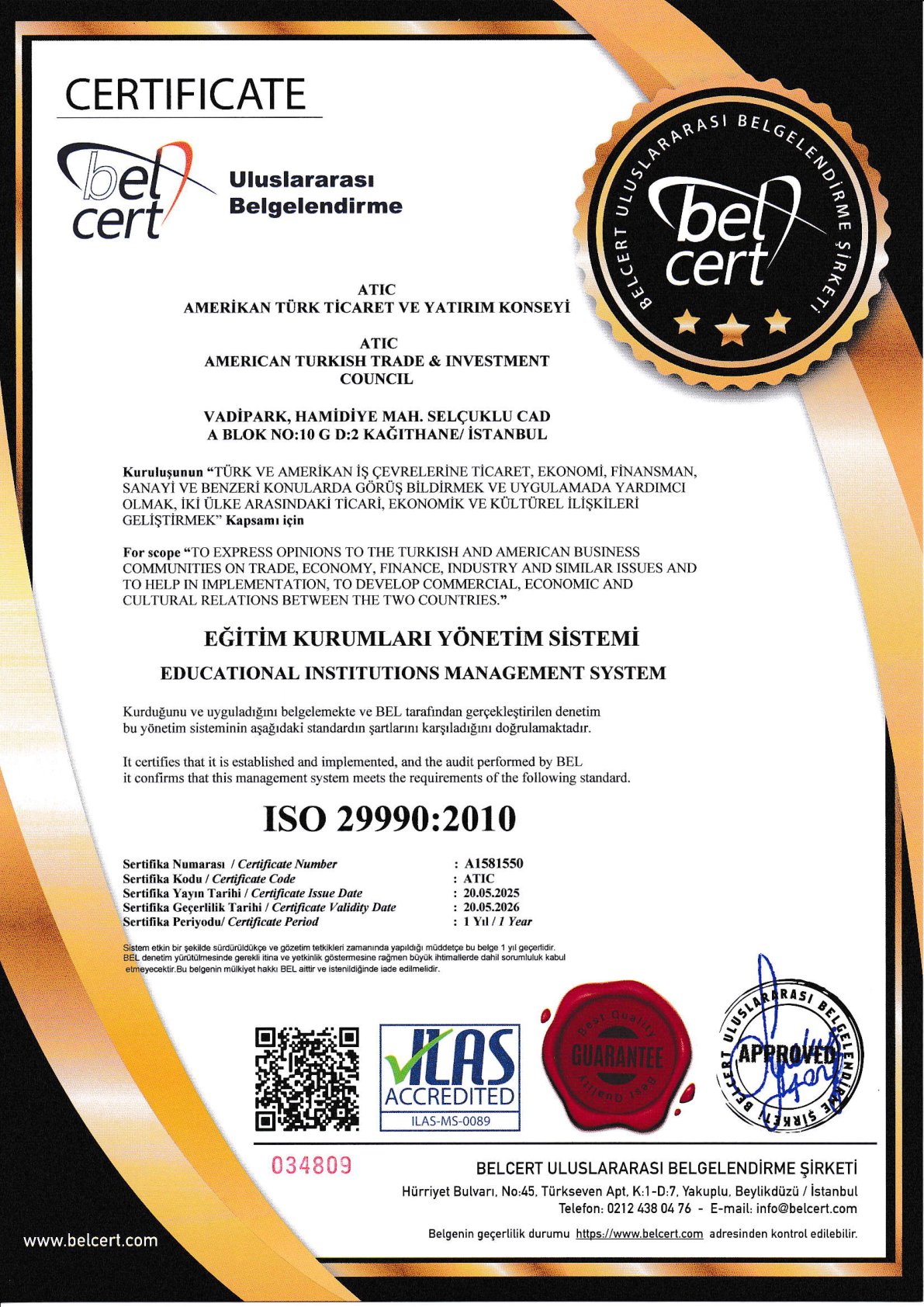 ISO 29990:2010 Eğitim Kurumları Yönetim Sistemi